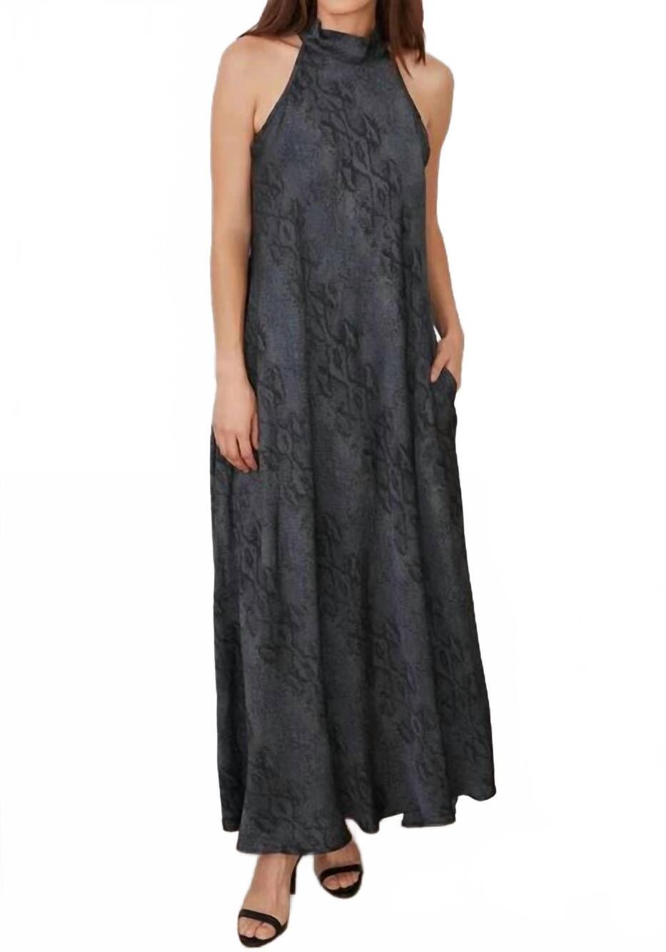 NEW MILIO MILANO mockneck maxi dress in python